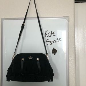 Kate Spade black suede fringe bag